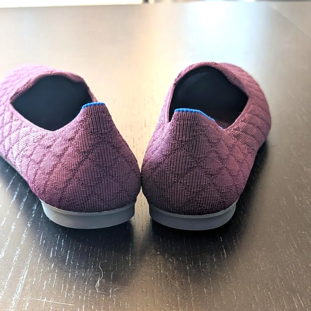 New Rothy's The Almond Loafer  Size 7.5 Quilted Plum Knit Flats